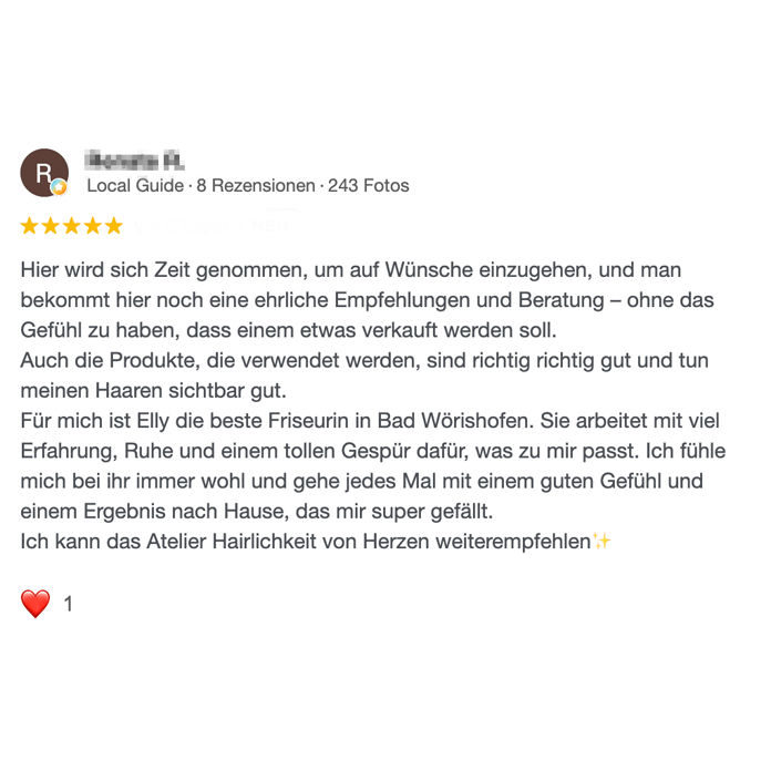 Google Bewertung Friseur Bad Wörishofen Bewertung eines Friseurs mit Empfehlungen und persönlichen Erfahrungen.